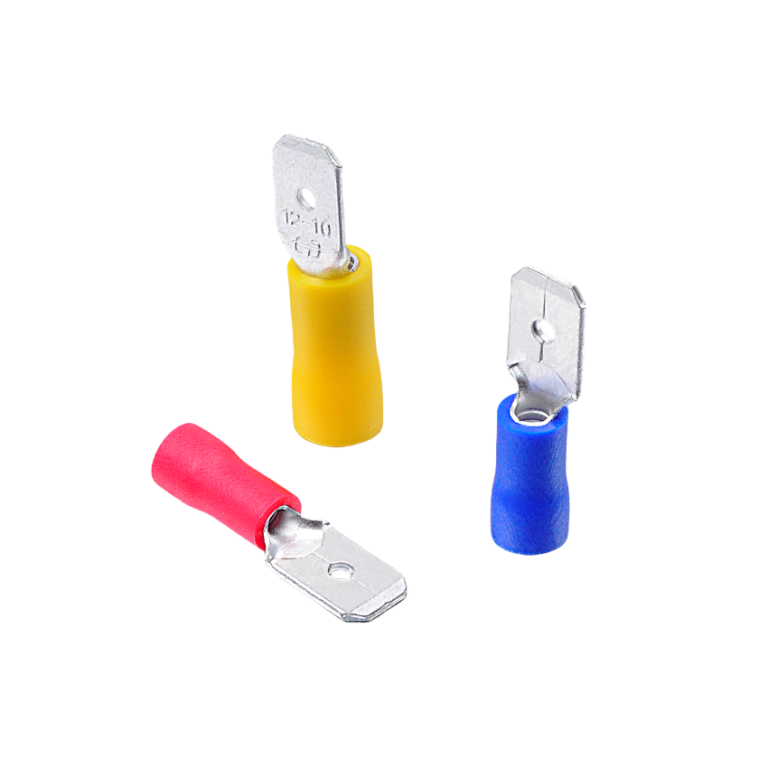 MDD Pre-insulated Male Spade Terminal | Insulated Male Blade Cold Crimp Connector(copper sheathing)